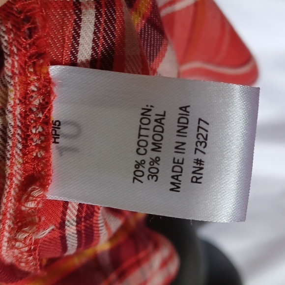NWT SO Button-Down Red & Cream Plaid Cotton blend - Picture 7 of 7